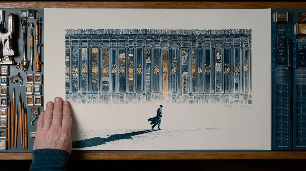 Illustration: A lone figure walking down an endless hallway.