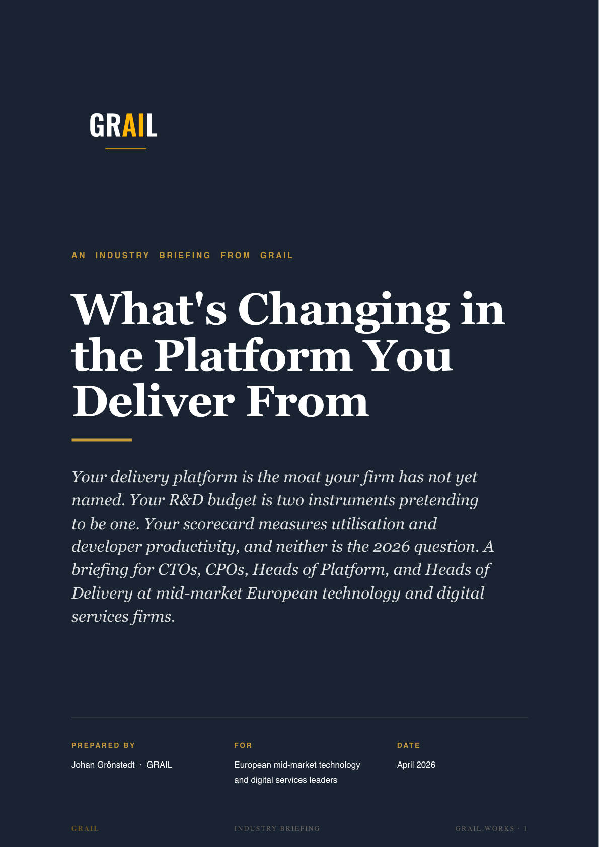 GRAIL industry briefing on AI in technology and digital services for CPTOs.